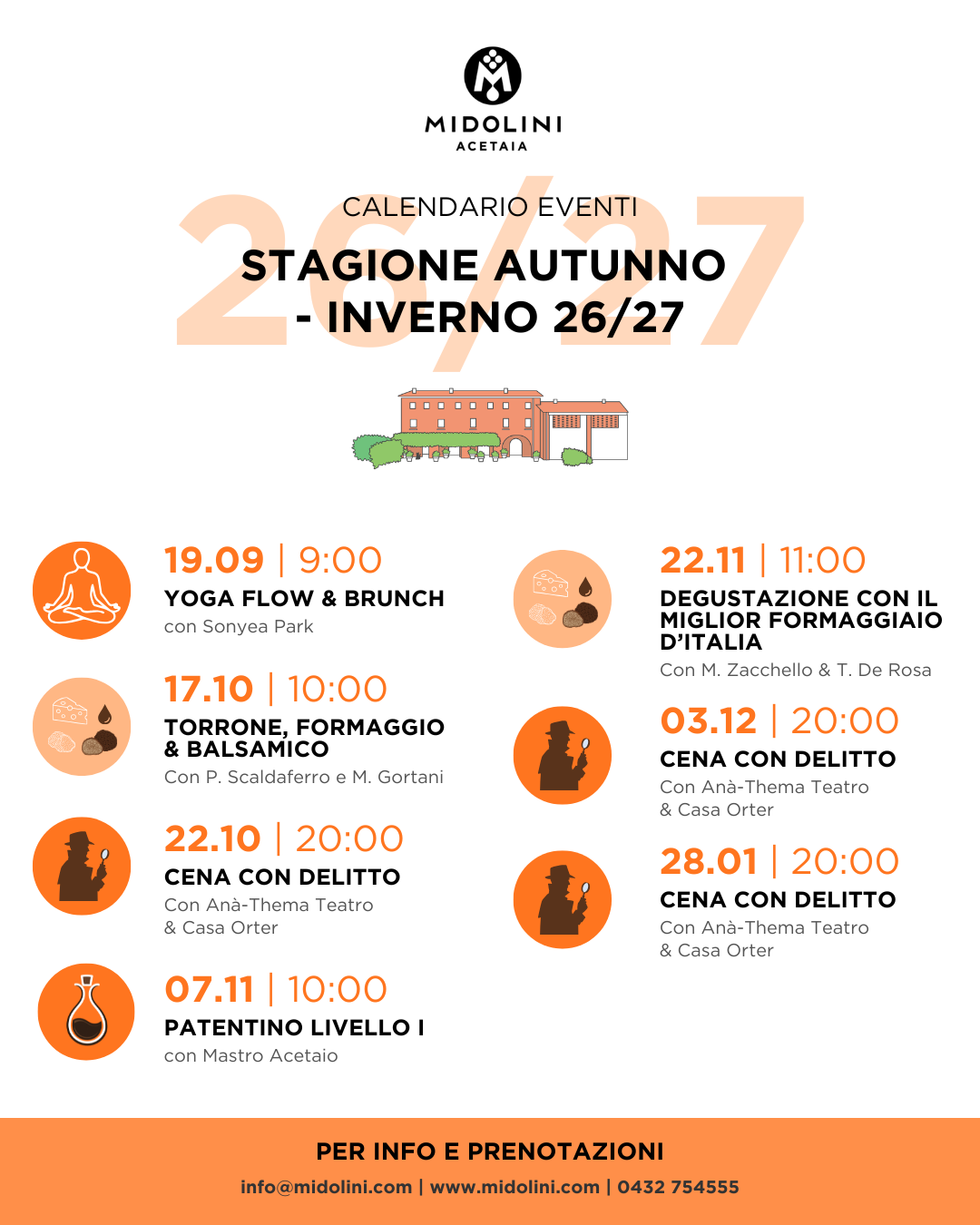 Save the Dates: gli appuntamenti da non perdere in Acetaia Midolini