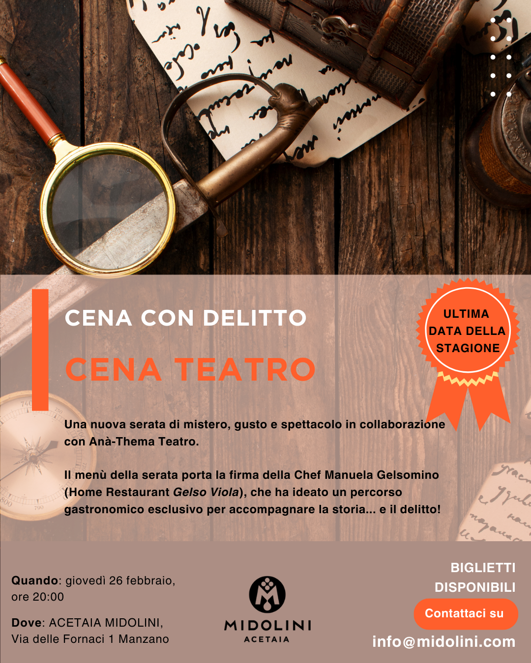 A tavola con il mistero: "Cena con Delitto" in Acetaia Midolini